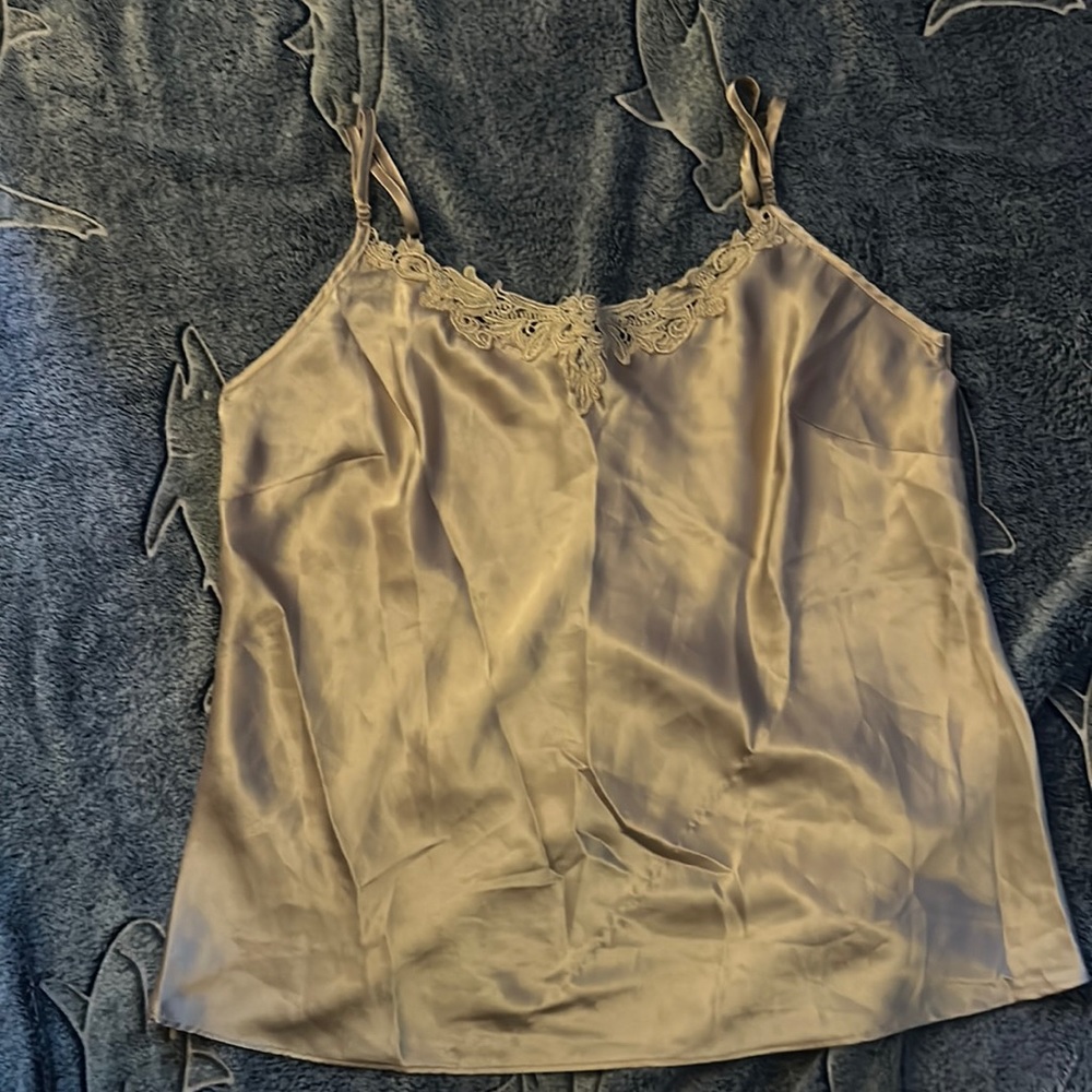 Cream and lacy sleep wear shirt. Silky or satin material